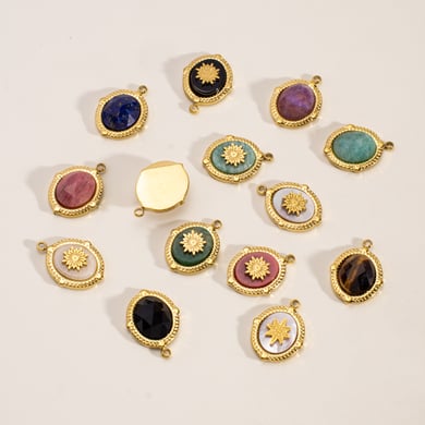 1 Piece DIY Retro Irregular Shape Natural Stone Women's Pendants h5 Picture2