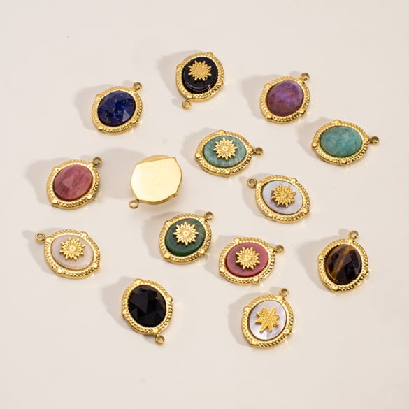 1 Piece DIY Retro Irregular Shape Natural Stone Women's Pendants