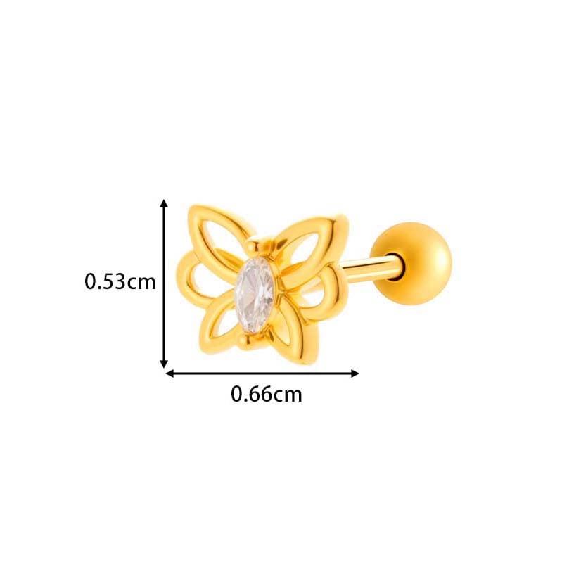 1 Piece Geometric Copper Gold Color Zircon Women's Piercing Earrings Picture2