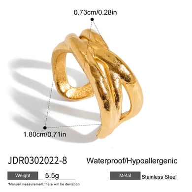 Bague minimaliste moderne en acier inoxydable couleur or, 1 pièce h5 Image2