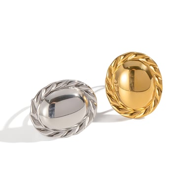 1 pezzo semplice anello irregolare in acciaio inossidabile color oro h5 Immagine4