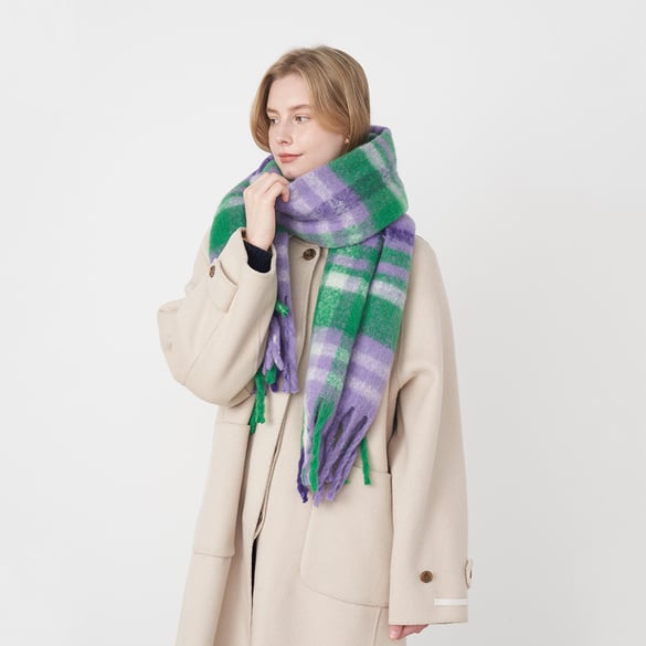 1 Stück täglich karierte Polyester-Winterschals für Damen 2