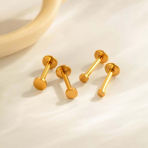 1 Piece Stainless Steel Gold Color Piercing Earring 2