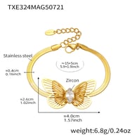TXE324-Bracciale in zircone con farfalla in oro 15+5 cm Immagine3