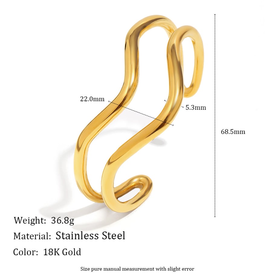 1 Piece Simple Series Daily Lines Stainless Steel Women's Bangles 