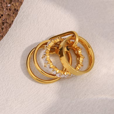 1 Piece Luxurious Series Casual Circle Stainless Steel Women's Gemstone Rings h5 Picture4