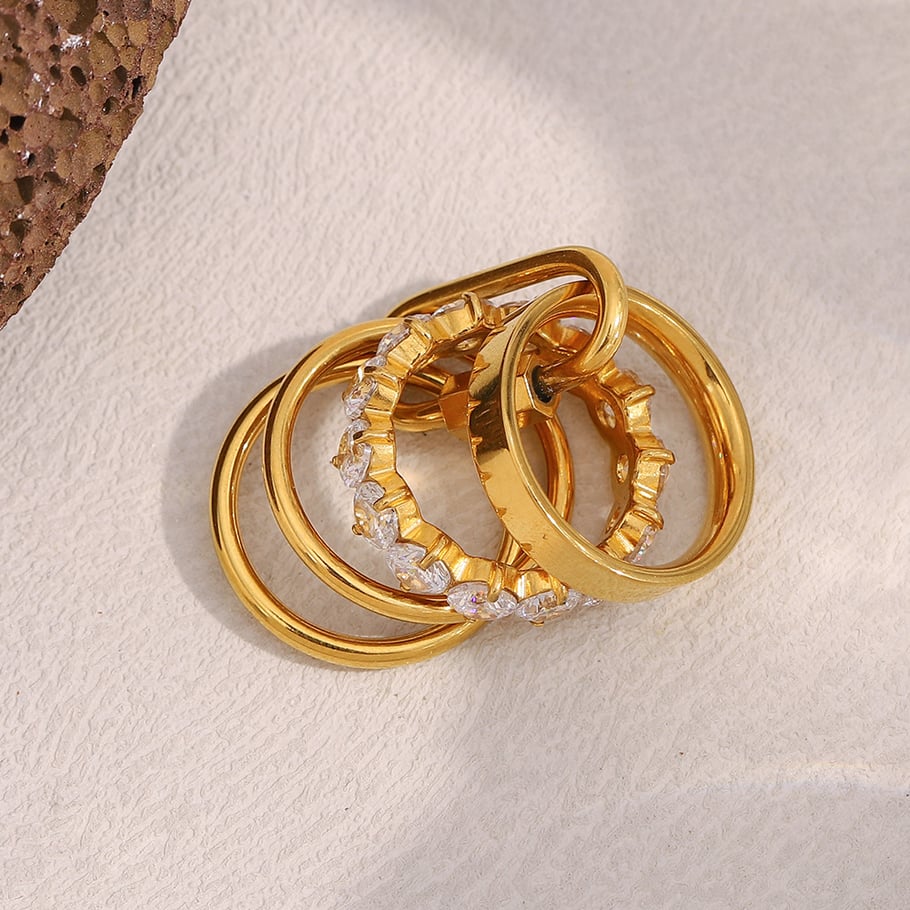 1 Piece Luxurious Series Casual Circle Stainless Steel Women's Gemstone Rings Picture4