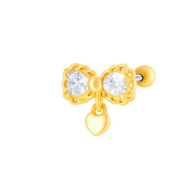 1 Piece Heart Copper Gold Color Zircon Piercing Earring h5 