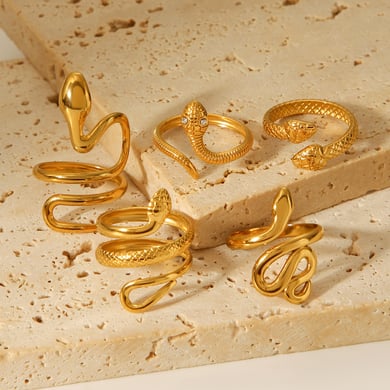 1 Piece Simple Series Daily Snake Stainless Steel  Statement Rings h5 Picture3
