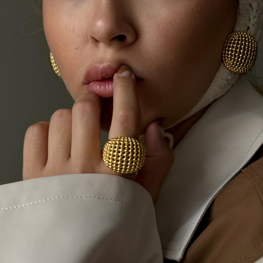 1 Piece Personality Geometric Stainless Steel Gold Color Statement Rings Picture3