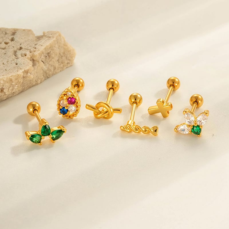 1 pieza de exquisitos pendientes de mariposa con circonitas de color cobre y dorado para mujer. Imagen4