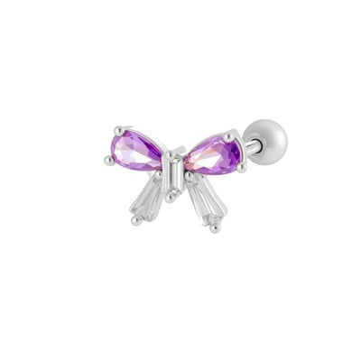 1 Piece Bow Knot Copper Gold Color  Zircon Piercing Earring h5 