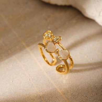 1 Piece Bow Knot Stainless Steel  Gold Color Statement Ring h5 Picture3