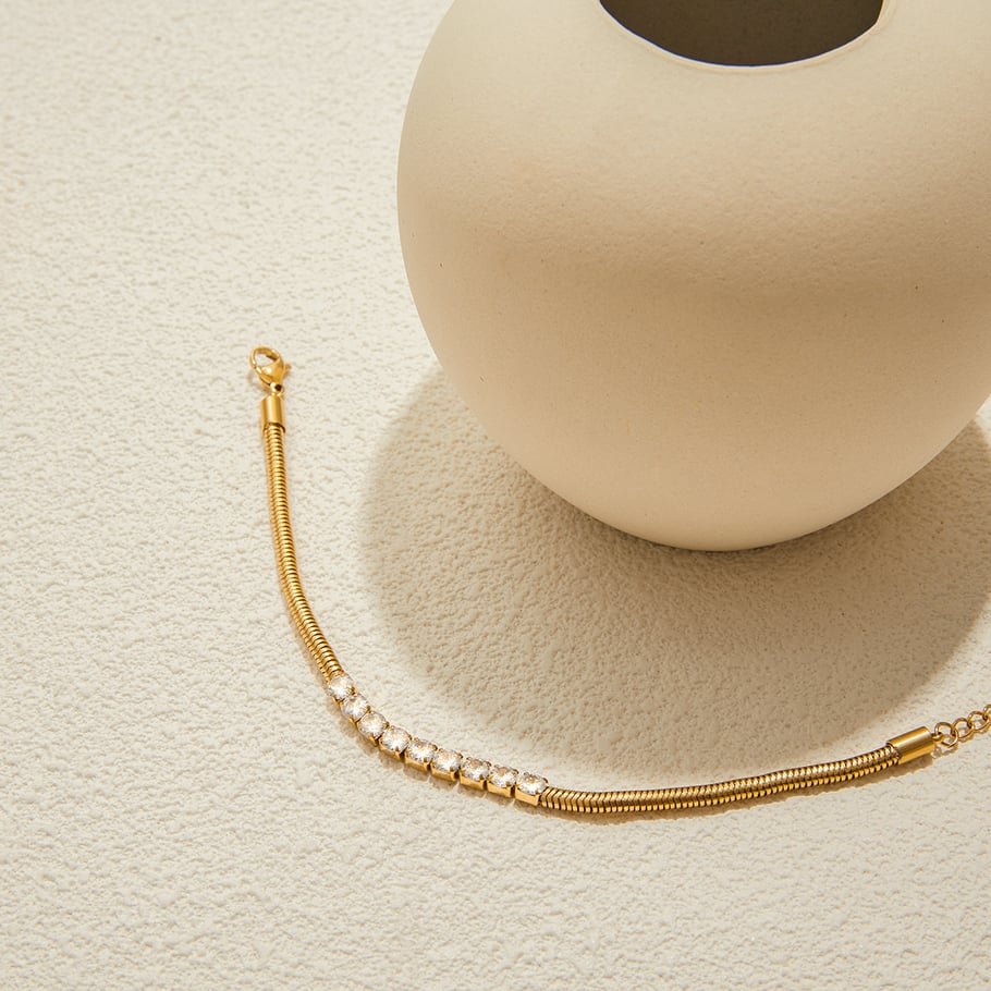Bracelet chaîne luxueux en acier inoxydable doré pour femme, motif étoile, 1 pièce Image7