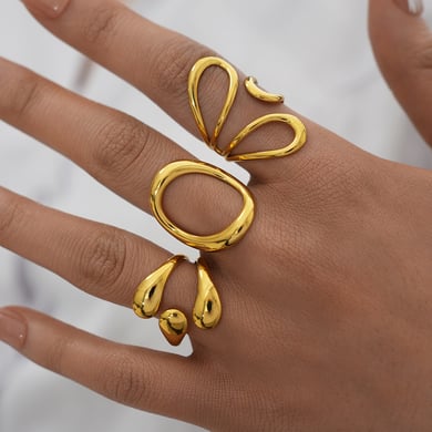 1 Piece Irregular Shape Hollowed-out Stainless Steel  Women‘s Minimalist Rings h5 Picture6