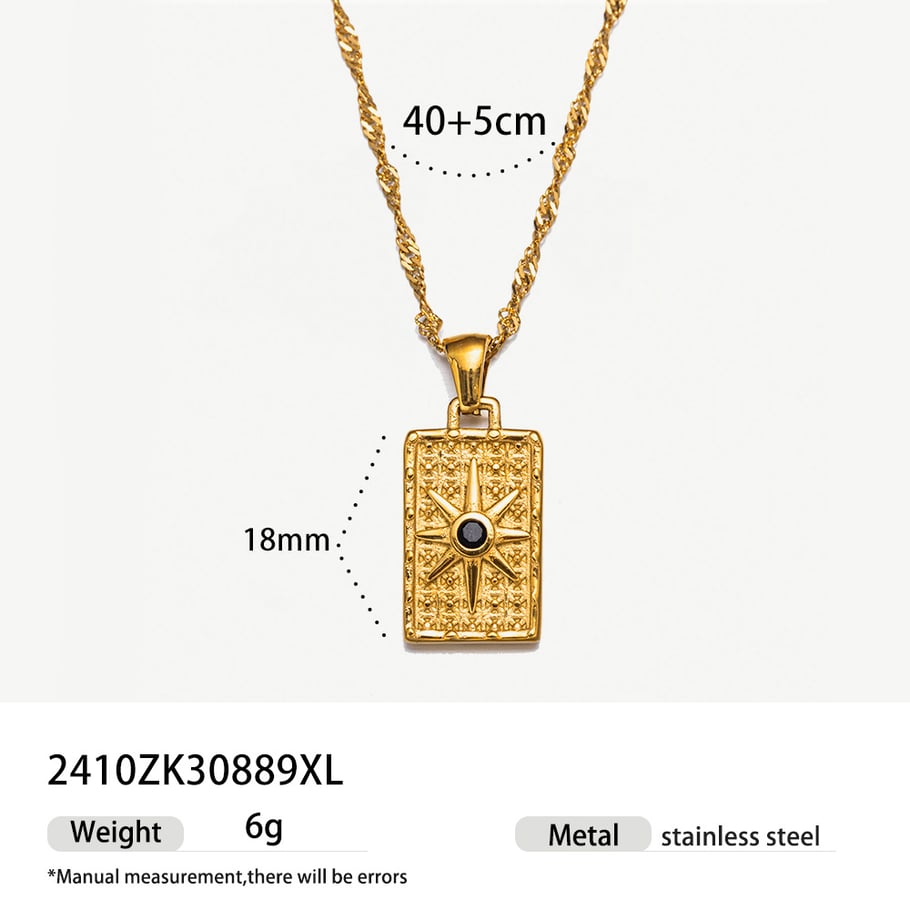 1 Piece Retro Heart Natural Stones  Gold Color Pendant Necklace 