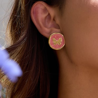 1 Pair Gorgeous Flower Stainless Steel Gold Color Women's Stud Earrings h5 Picture4