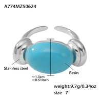 A774-Steel Sky Blue Resin Ring/No.7 Picture4