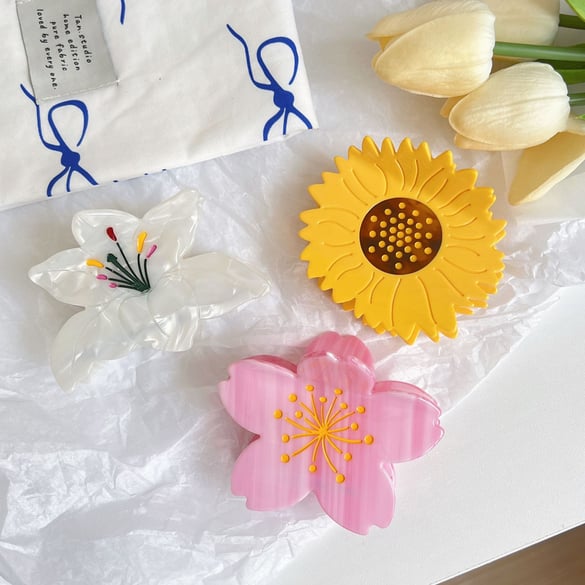 1 paar Simple Series Sweet Flower Acetate haarklemmen voor dames