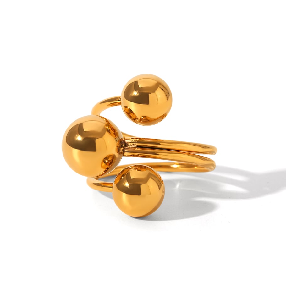 Daily Patchwork Stainless Steel  Gold Color  Statement Rings 