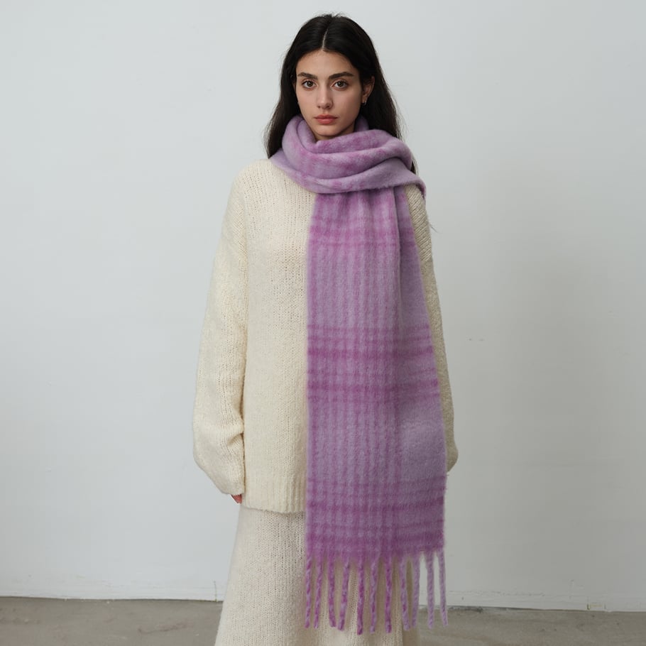 1 Stück einfache karierte Polyester-Winterschals für Damen Bild4