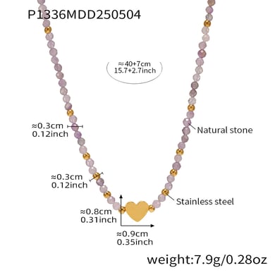 1 Piece Gorgeous Beads Stainless Steel Gold Color Women's Beaded Necklaces h5 Picture2