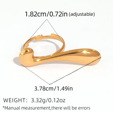 Anillos llamativos de acero inoxidable en color dorado con forma irregular simple de 1 pieza h5 Imagen2