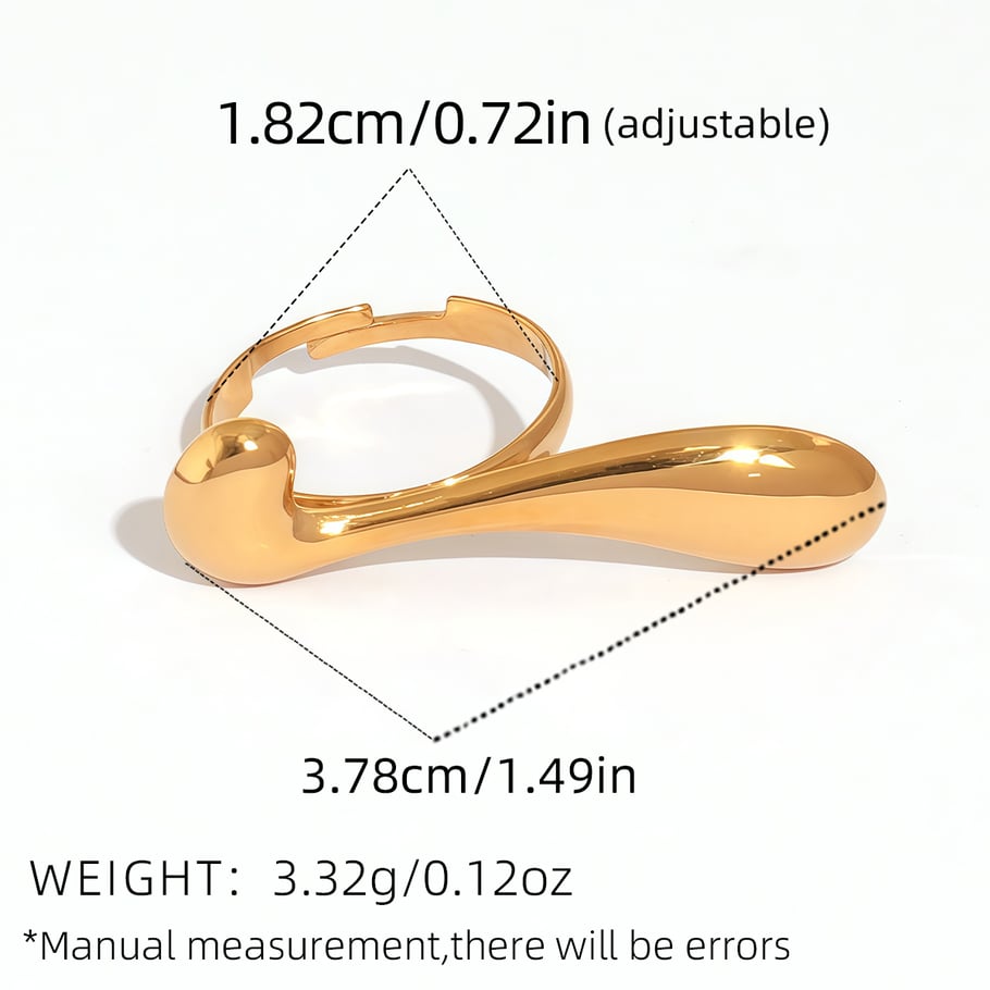 Anillos llamativos de acero inoxidable en color dorado con forma irregular simple de 1 pieza Imagen2
