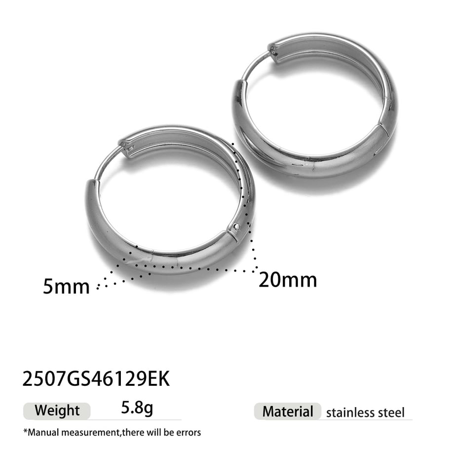 1 Pair Circle Stainless Steel Hoop Earrings 