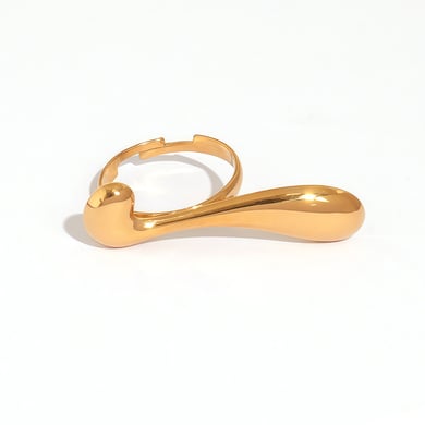 Anillos llamativos de acero inoxidable en color dorado con forma irregular simple de 1 pieza h5 