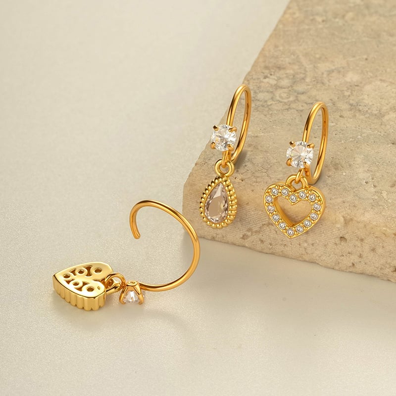 1 Piece Cross Copper Gold Color Zircon Nose Ring h5Picture3