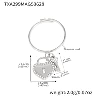 TXA299-5A Zircon Love Key Lock Steel Ring-Size 7 Picture4