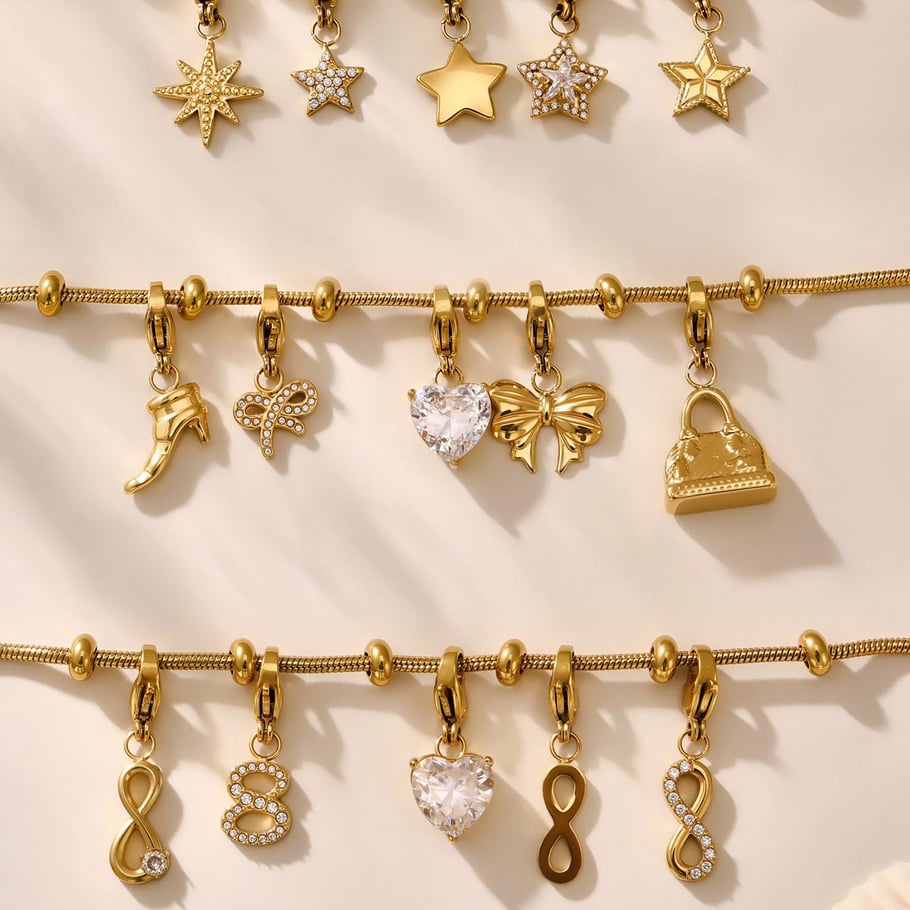 1 Piece Delicate Heart Stainless Steel Gold Color Women's Charm Bracelets Picture10