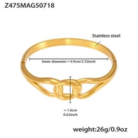 Z475-Bracciale geometrico a doppio anello in oro Immagine5