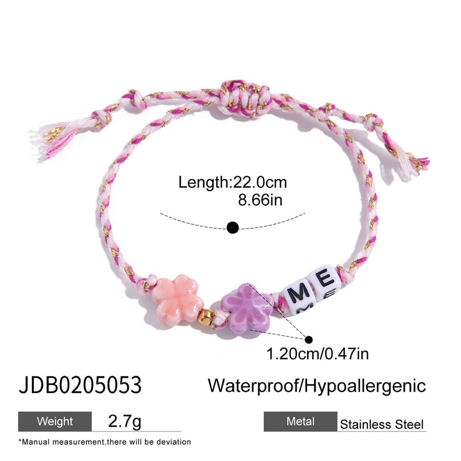 Bracelet à perles coloré en acier inoxydable pour femme, 1 pièce, motif lettre douce Image2