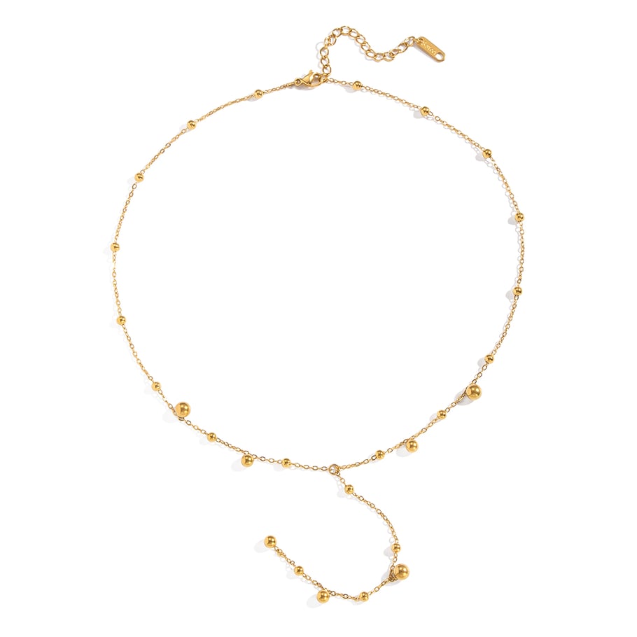 Collar de cadena de acero inoxidable color dorado con diseño circular diario de serie simple para mujer de 1 pieza Imagen6