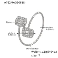A762-Steel 5A zircon rectangular ring/No.7 Picture2