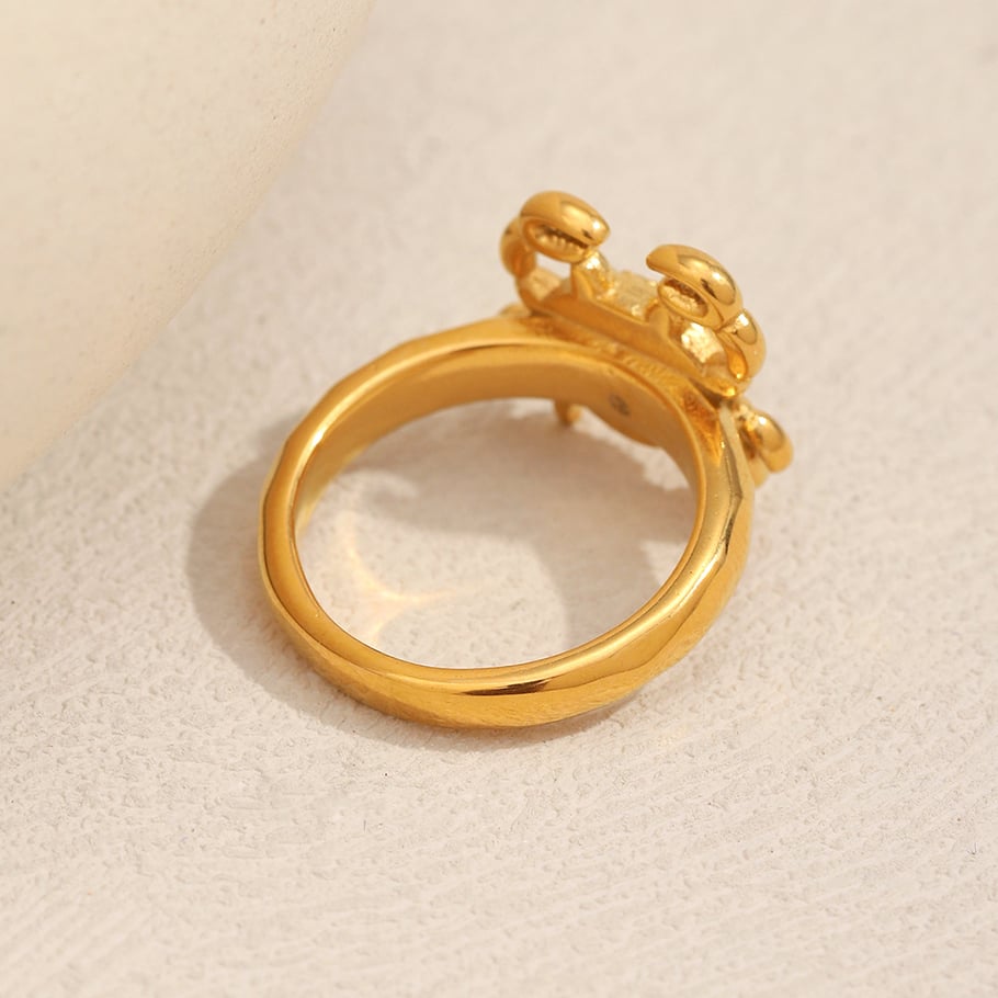 1 stuk klassieke krab roestvrij staal goudkleurige statement ringen Afbeelding4