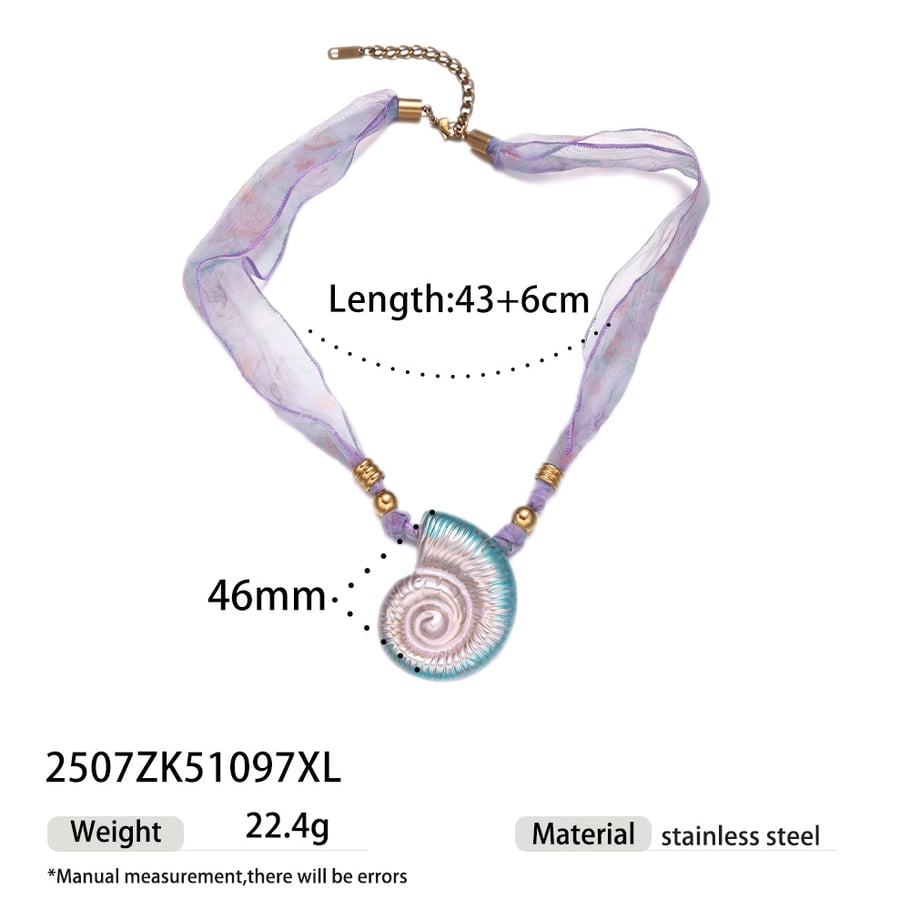 Collier pendentif coquillage romantique en acier inoxydable, 1 pièce 