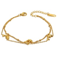 Dolphin Double Layer Clip Bead Necklace-Gold 