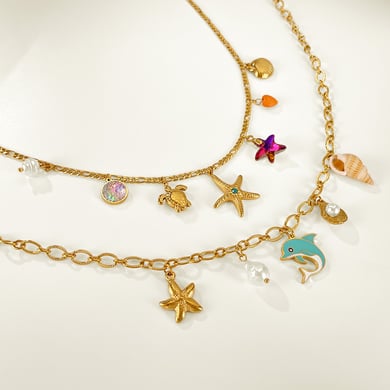 1 Piece Retro Starfish Stainless Steel Gold Color Women's Pendant Necklaces h5 Picture8