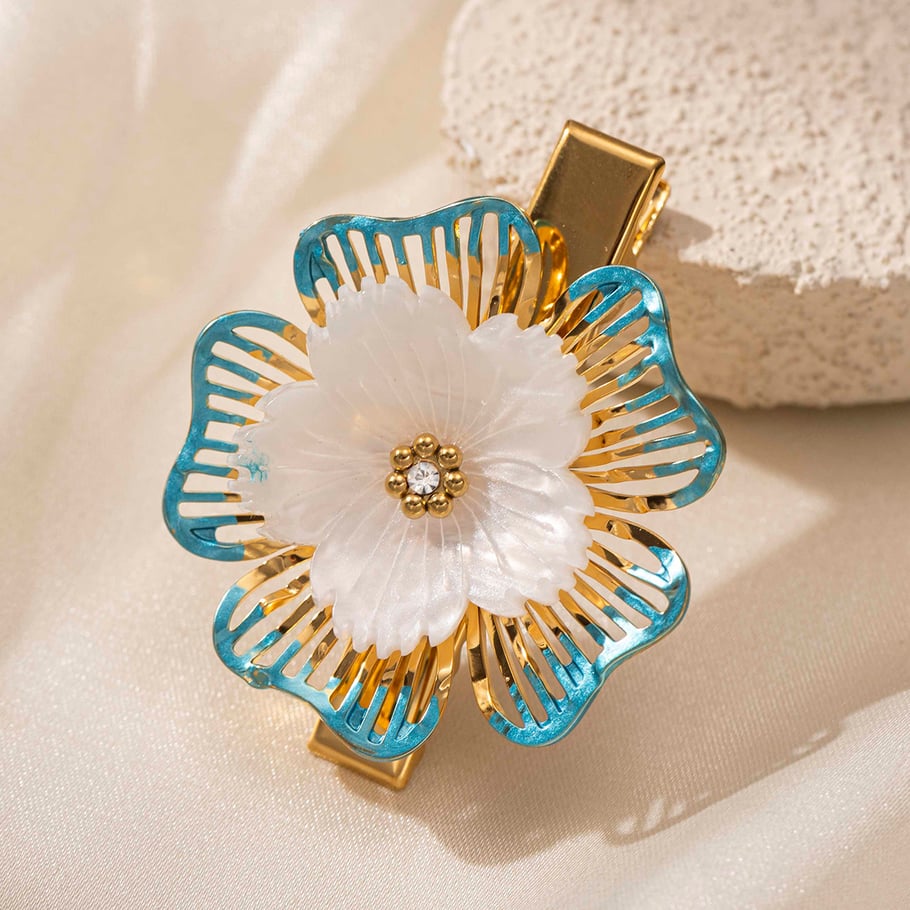 1 Piece Retro Flower Stainless Steel Hair Clip Picture3