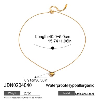 1 collar con colgante de corazón exquisito de acero inoxidable color dorado para mujer h5 Imagen2
