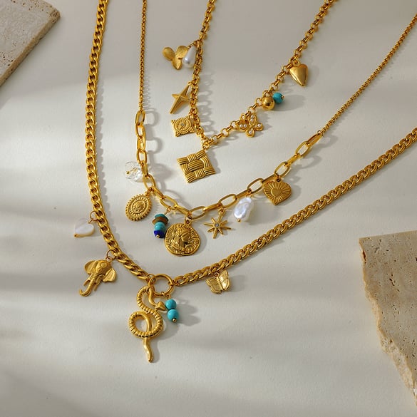 1 Piece Stainless Steel Gold Color Pendant Necklace 2