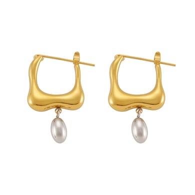 1 Pair Irregular Shape Stainless Steel Gold Color Women's Drop Earrings h5 
