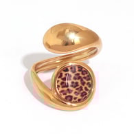 Gold color/One size/1件豹纹戒指 