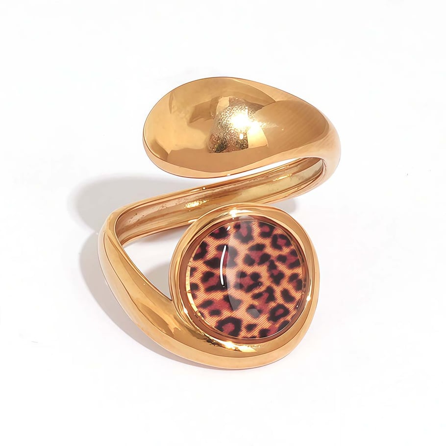 1 pezzo semplice casual leopardato anelli in acciaio inossidabile 