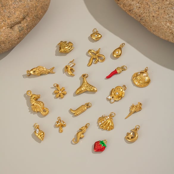 1 Stück Oceanic Edelstahl Gold Farbe DIY Anhänger 2