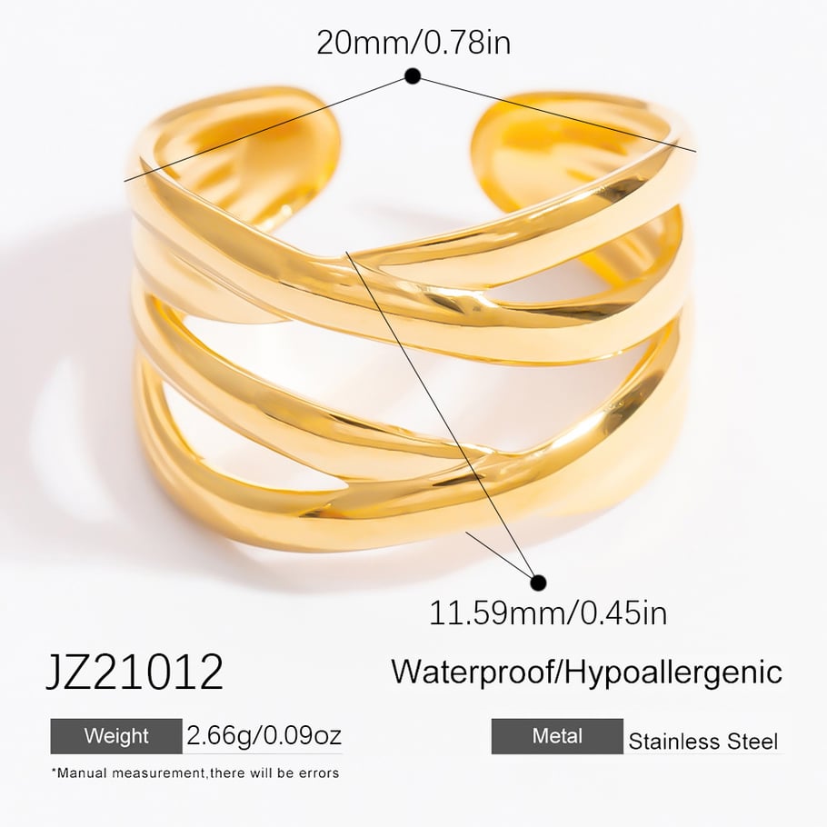 1 stuk roestvrijstalen statement ring in goudkleur Afbeelding2