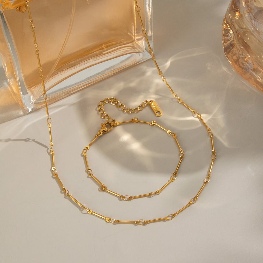 Set di collane in acciaio inossidabile color oro Immagine2
